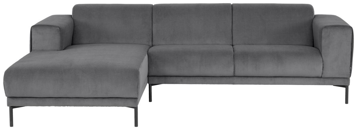 Ecksofa Erno Grau S: 262 cm - Schwarz/Grau, Design, Textil (262/183cm) - MID.YOU