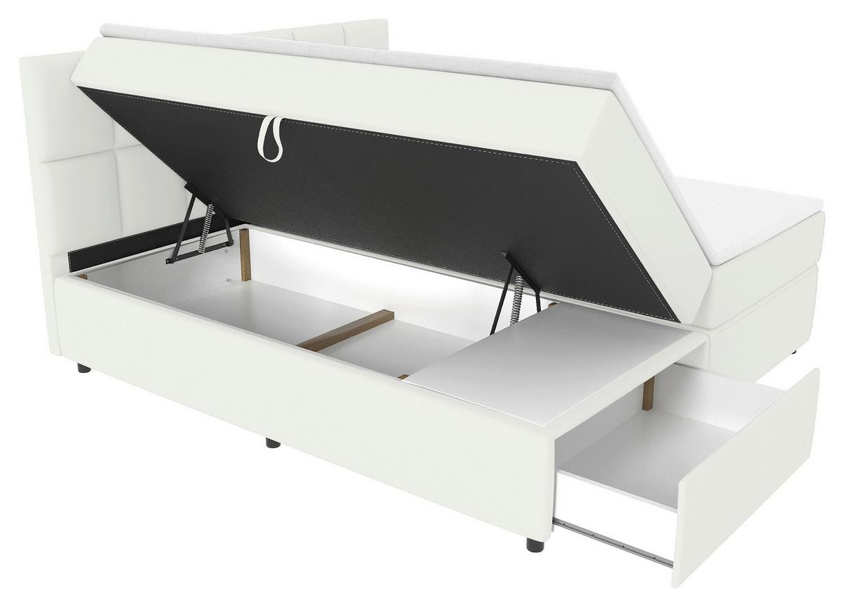 Boxspringbett Garda mit Topper 180x200 - Creme/Schwarz, KONVENTIONELL, Holzwerkstoff/Textil (180/200cm)