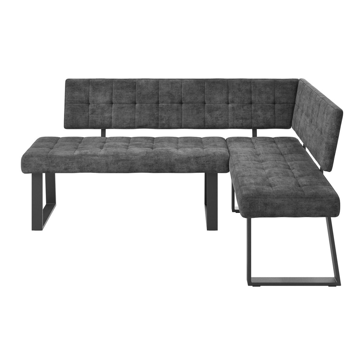 Eckbank Dunkelgrau Polyester Laslo 185x134 Cm - Dunkelgrau/Schwarz, MODERN, Textil/Metall (185/134cm) - MID.YOU