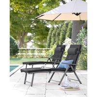 Sonnenliege Grau Schwarz verstellbar, B: 61cm - Schwarz/Grau, Basics, Textil/Metall (61/39/183cm) - Modante