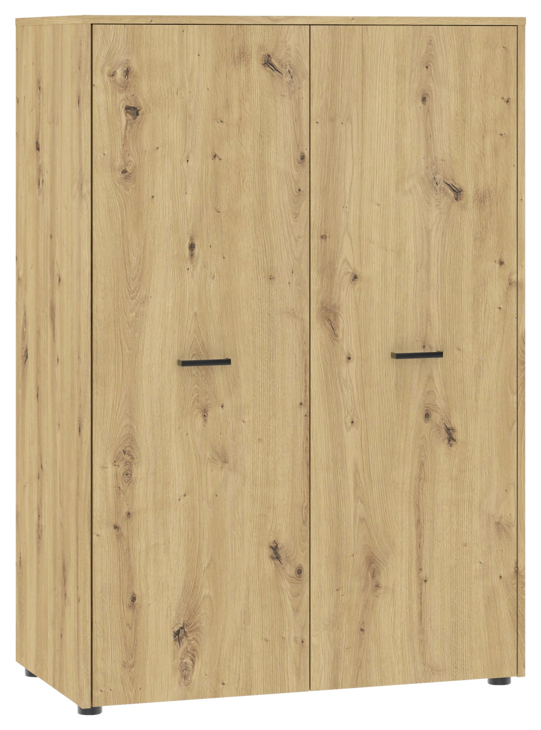 Drehtürschrank Kivo Eiche Artisan Dekor, B: 90 cm - Eiche Artisan, Basics, Holzwerkstoff (90/129,8/52,1cm)