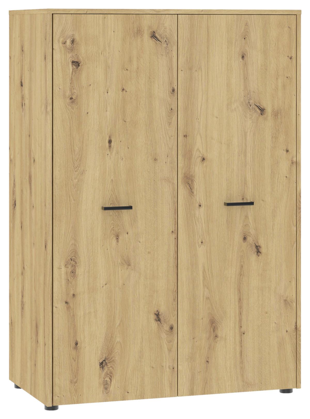 Drehtürschrank Kivo Eiche Artisan Dekor, B: 90 cm - Eiche Artisan, Basics, Holzwerkstoff (90/129,8/52,1cm)