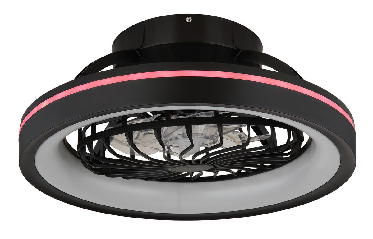Deckenventilator 03665 Deanne - Klar/Schwarz, KONVENTIONELL, Kunststoff (48/20cm) - Globo
