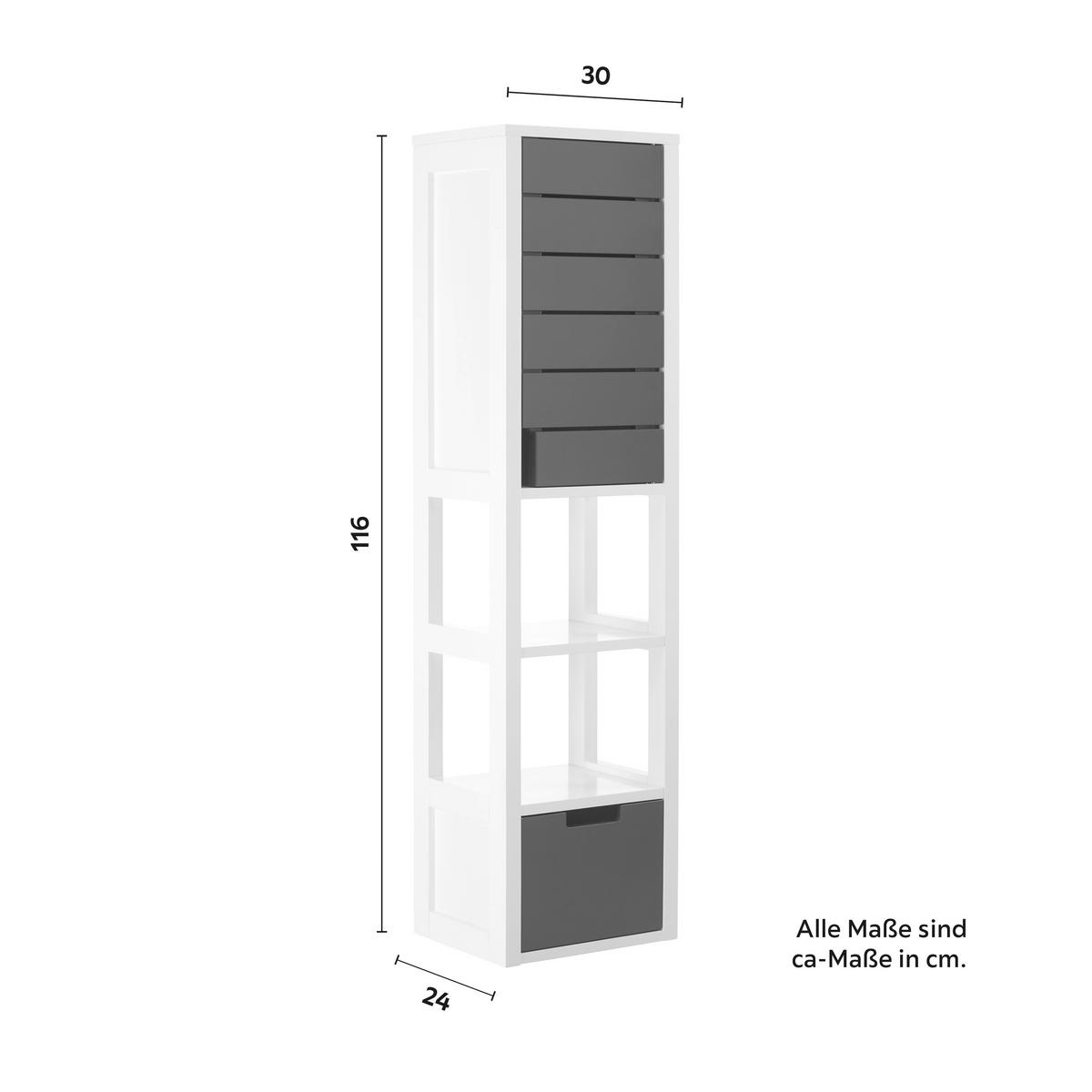 Vysoká skříňka TIA - šedá/bílá, Moderní (30/116/24cm) - P & B