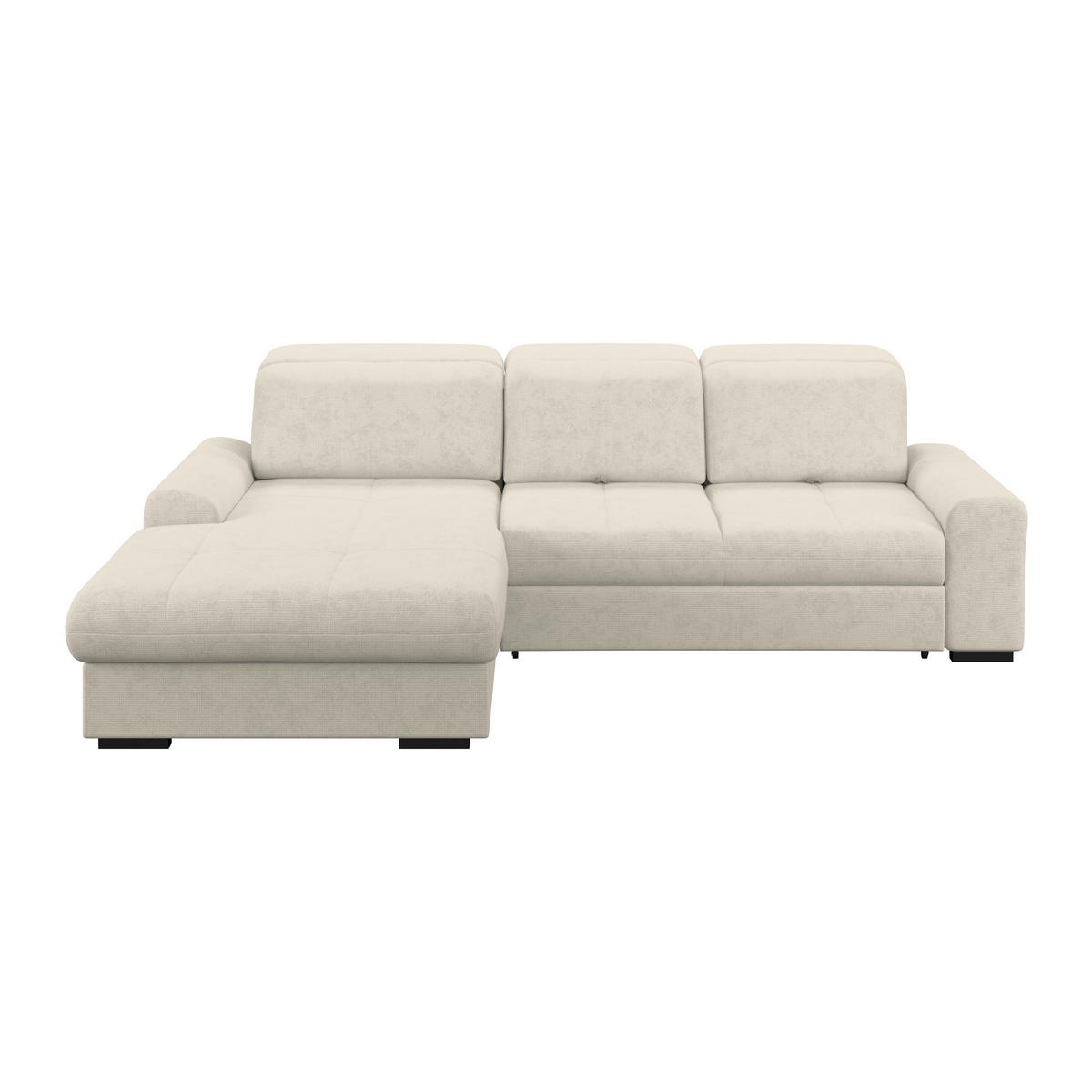 Ecksofa mit Bettfunktion Malaga new Chenille hellgrau - Hellgrau/Schwarz, KONVENTIONELL, Textil (203/286cm) - Ondega