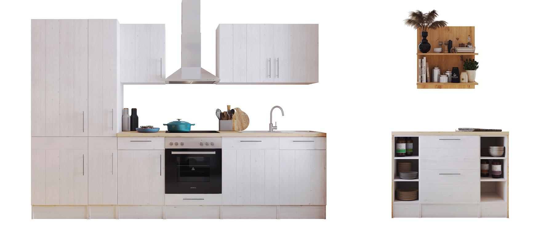 Küchenblock Anton Küchenzeile 310 cm - Wildeiche/Lärchefarben, LIFESTYLE, Holzwerkstoff (310-124cm) - Respekta