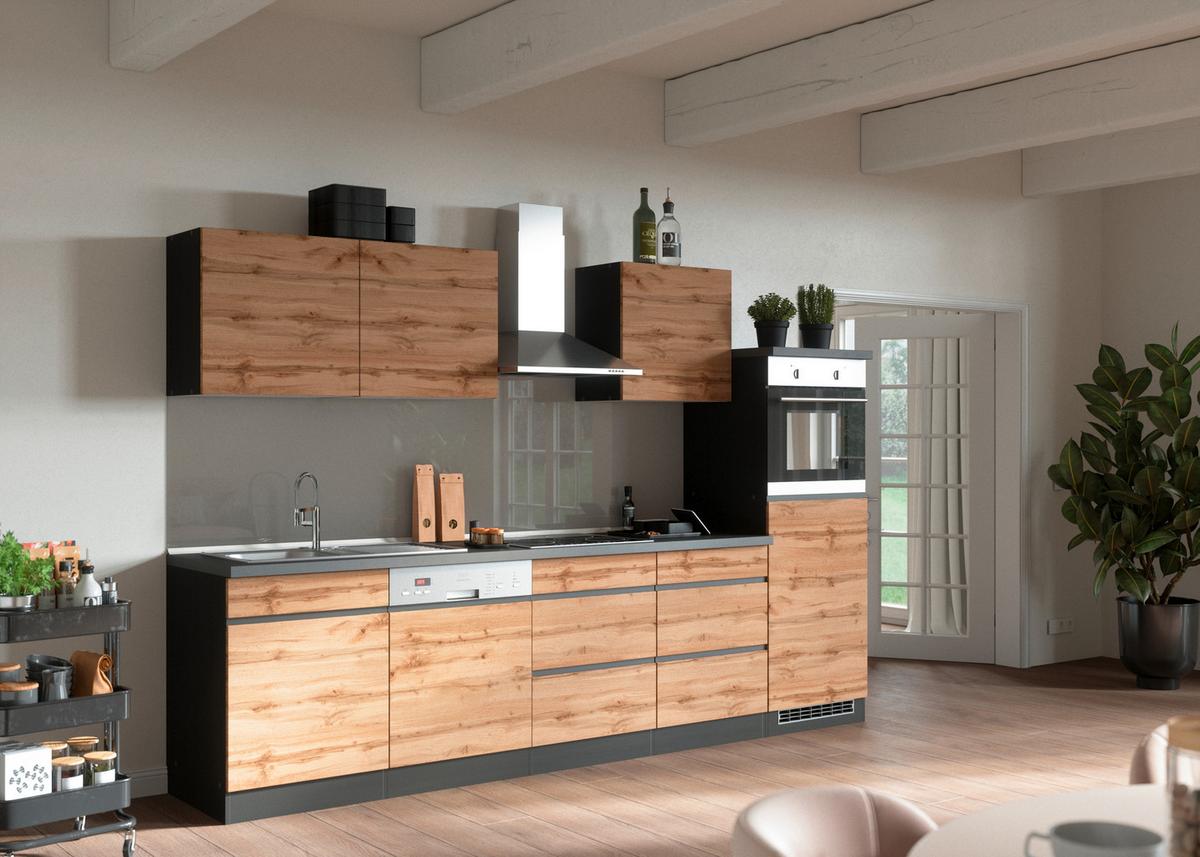 Backofen-/kühlschrank- Umbauschrank Turin 60 Cm - Eiche Wotan/Graphitfarben, Design, Holzwerkstoff (60/166/60cm) - Held