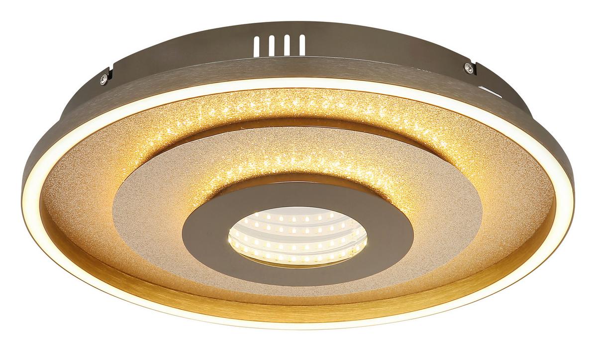 LED-Deckenleuchte inkl. 1x LED 230V, 30W, Metall/Kunststoff - Champagner/Goldfarben, Design, Kunststoff/Metall - Globo
