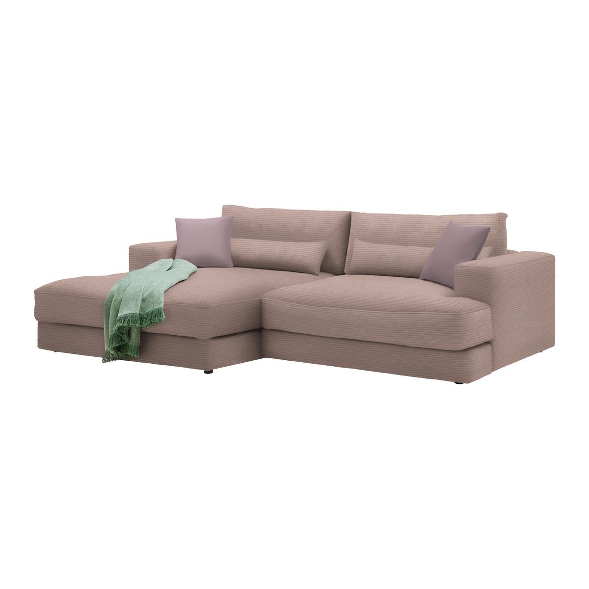 Rohová sedačka FABIONA, ľavá, orgovánový menč. / orgovánová - orgovánová/čierna, Modern, drevo/plast (194/268cm) - Premium Living