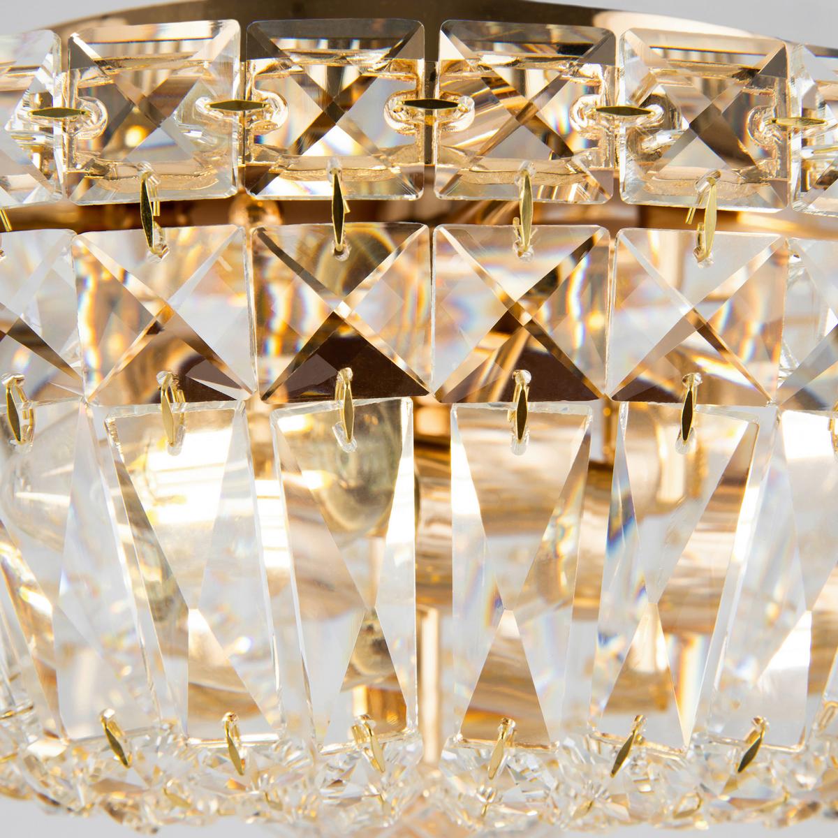 Kronleuchter Basfor 3xe14, Goldfarben Kristallglas - Goldfarben, Trend, Glas/Metall (30/18/30cm) - MAYTONI