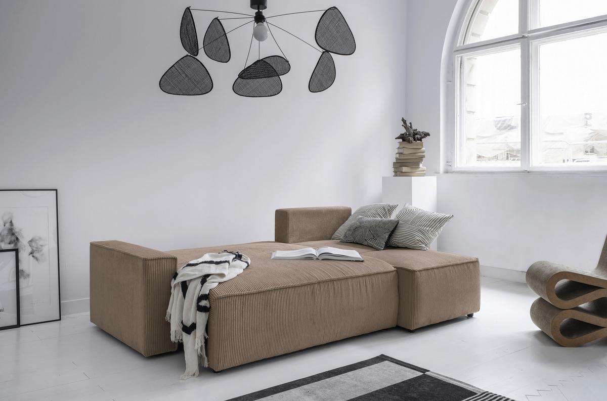 Rozkládací sedačka OLIVER, oboustranná montáž, šedohnědá - černá/šedohnědá, Design, textil/plast (250/156cm) - MID.YOU