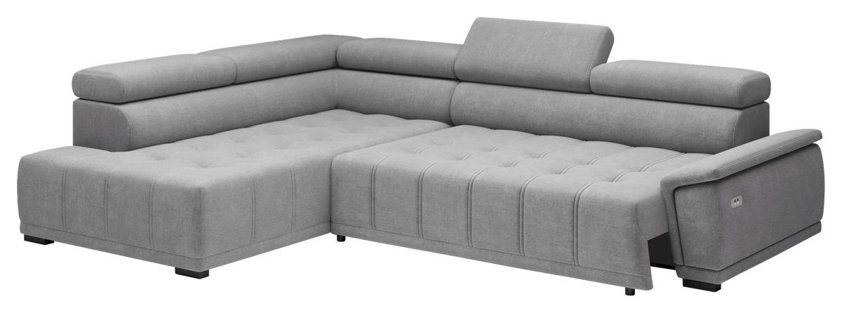 Rohová sedačka GRINALDI, levá, modrošedá - černá/modrošedá, Moderní, textil/plast (106/283cm) - Premium Living