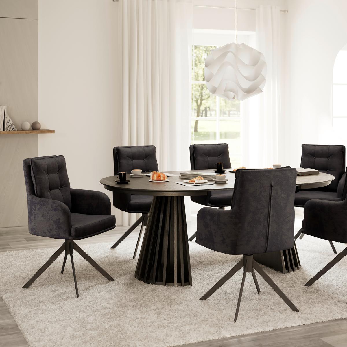 Stolička s podrúčkami MARIETTA, čierna - čierna, Modern, kov/drevo (60/92/67cm) - Bessagi Home