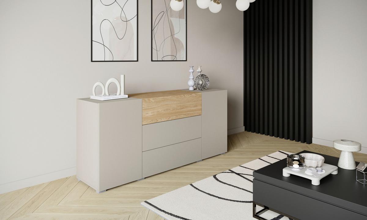 Sideboard 150cm Berlin 150 Kaschmir/Eichefarben - Kaschmir/Eichefarben, Design, Holzwerkstoff (150/68/38,5cm) - P & B