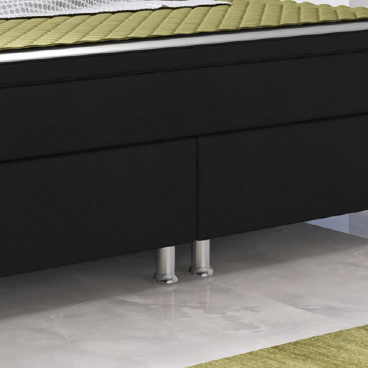 Boxspringbett Mit Topper Lederlook 180x200 Riva - Silberfarben/Schwarz, KONVENTIONELL, Leder/Textil (180/115/210cm) - MID.YOU