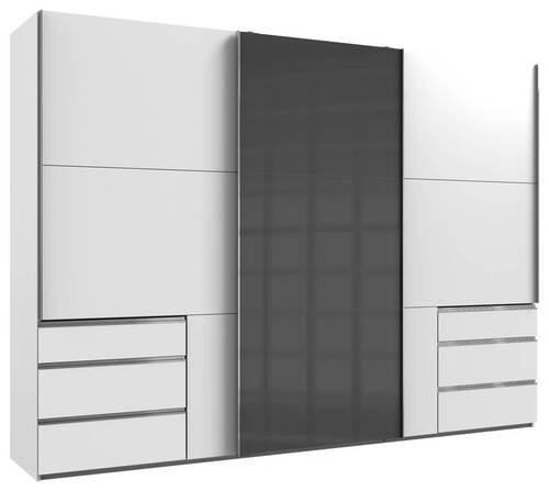 Schwebetürenschrank Mit Laden B: 300 Cm Level Grau/weiß - Weiß/Grau, MODERN, Holzwerkstoff (300/216/65cm) - MID.YOU