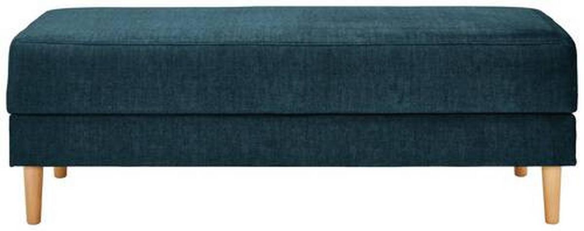 Hocker Freda Mit Stauraum Velours Blau H: 48 Cm - Blau/Naturfarben, MODERN, Textil (135/48/57cm) - Max Winzer