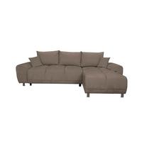 ECKSCHLAFSOFA Ramon, Taupe S: 296x182 cm - Taupe/Chromfarben, Trend, Textil (296/182cm)