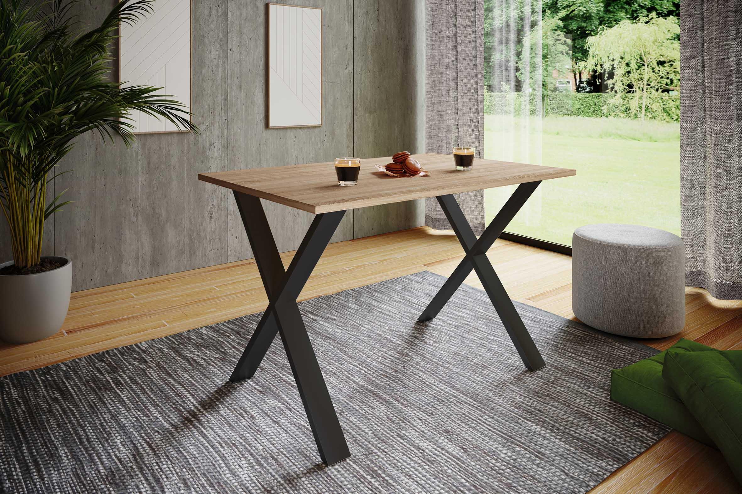 Esstisch Xona 110x50 cm Schwarz/Eiche Dekor - Schwarz/Sonoma Eiche, Basics, Holzwerkstoff/Metall (110/50/76cm) - MID.YOU