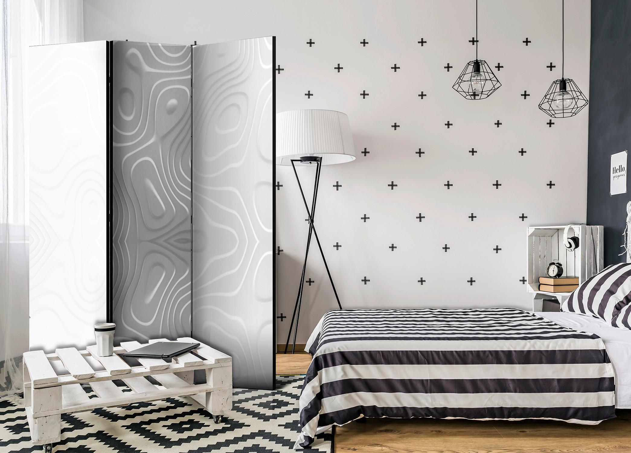 Paravent Weiß B: 135 cm - Weiß, Basics, Holz/Textil (135/172/3cm) - artgeist