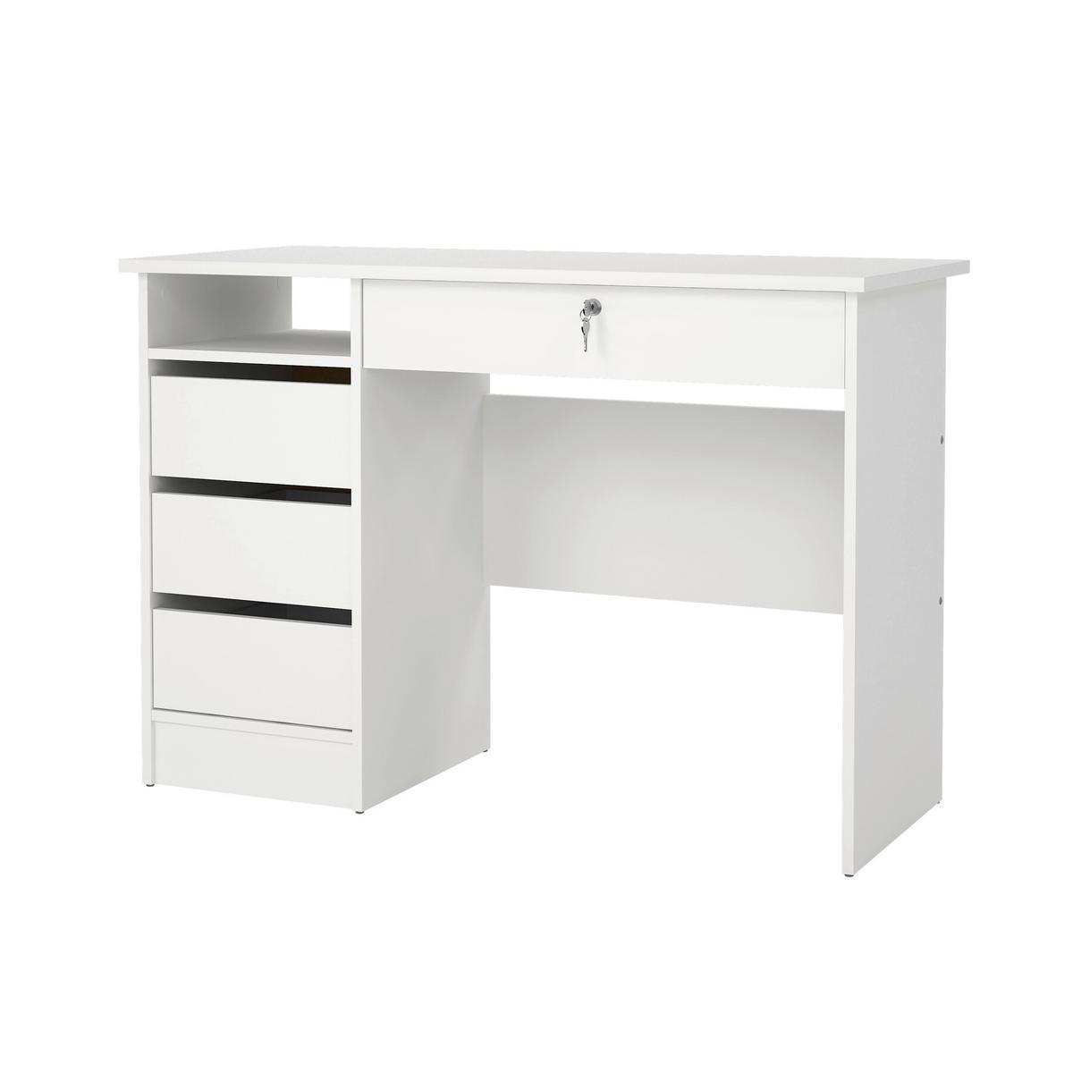 Schreibtisch Function Plus,weiß,l: 109,3 cm - Weiß, MODERN, Holzwerkstoff (109,3/48,5/75,6cm) - MID.YOU