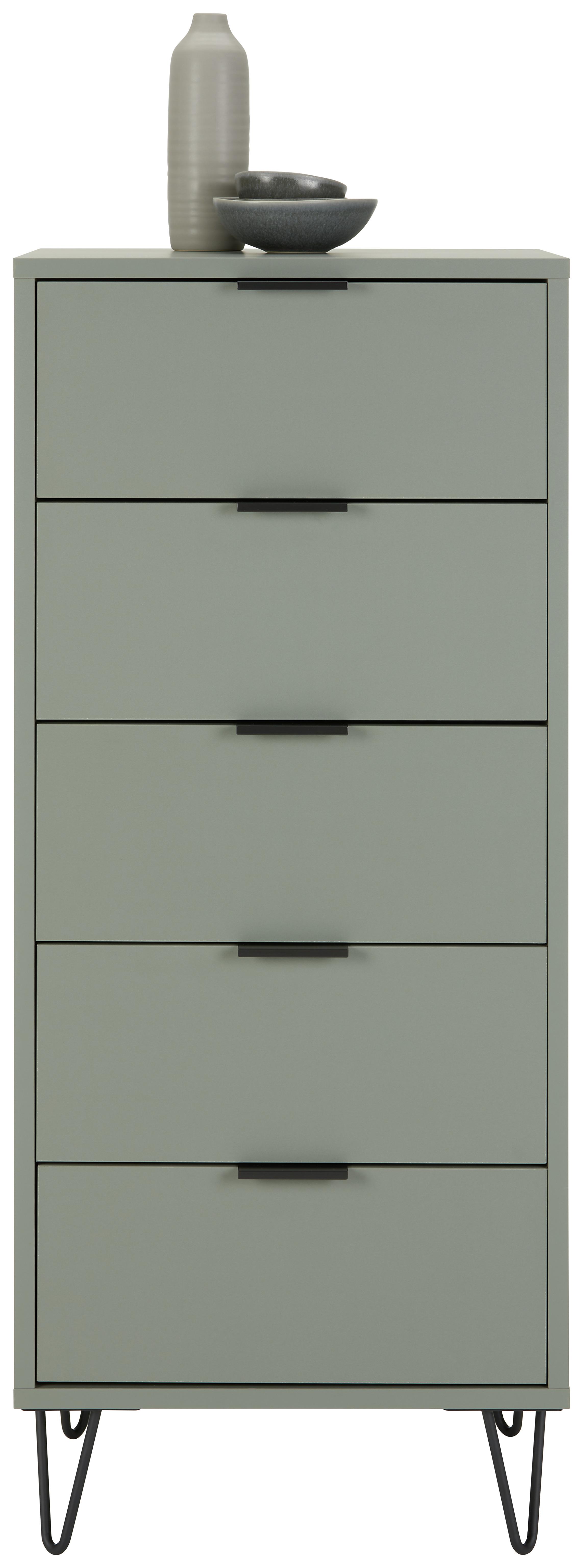 Komoda Bounty - šalvějově zelená/antracitová, Moderní, kov/kompozitní dřevo (51/108/45cm) - Premium Living
