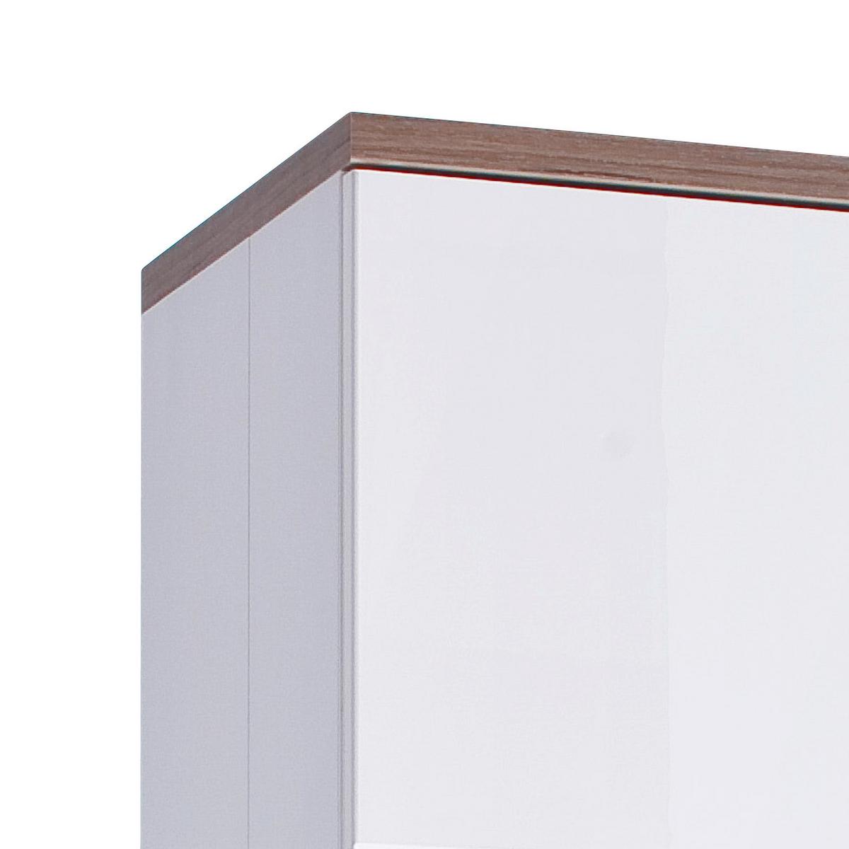 Vitrine Luzern B: 70 cm Weiß/Eichefarben - Eichefarben/Weiß, Design, Glas/Holzwerkstoff (70/199/37cm) - Livetastic