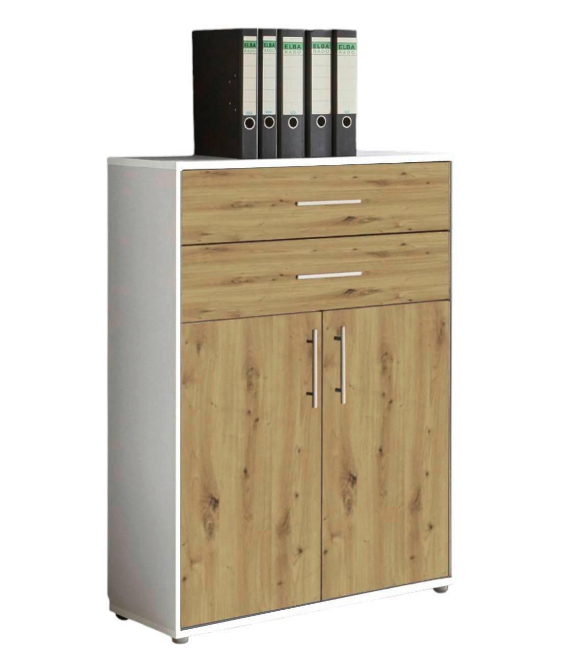 AKTENSCHRANK OFFICE EDITION - Weiß/Eiche Artisan, LIFESTYLE, Holzwerkstoff (84,4/113,6/33cm) - MID.YOU