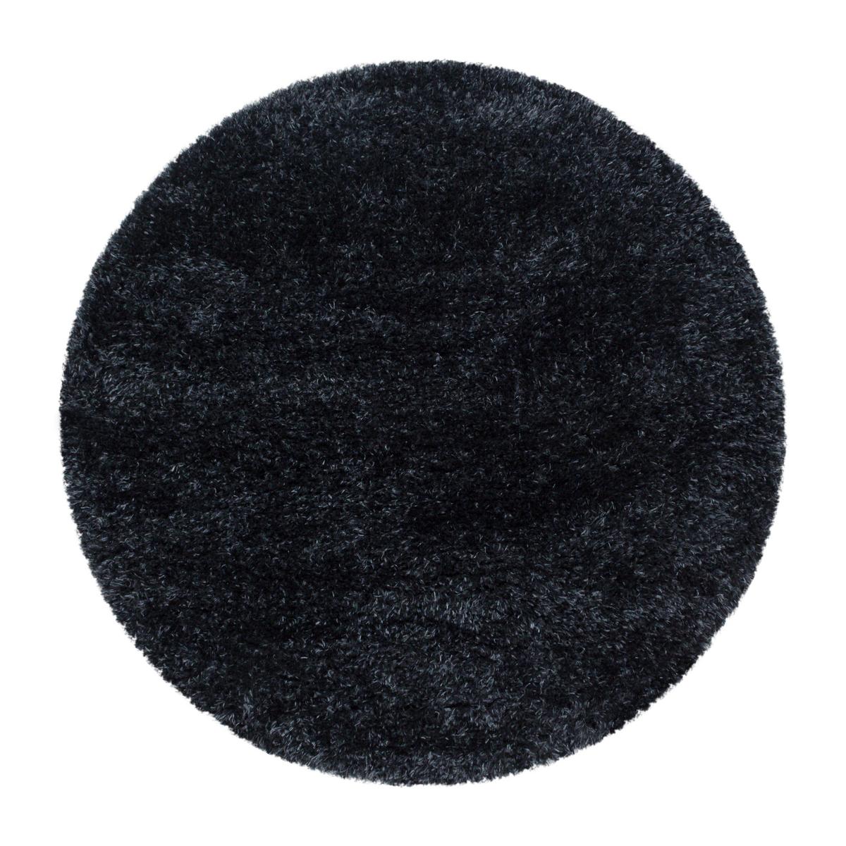 Hochflor Teppich Schwarz Brilliant Rund Ø 200 Cm - Schwarz, Basics, Textil (200cm)