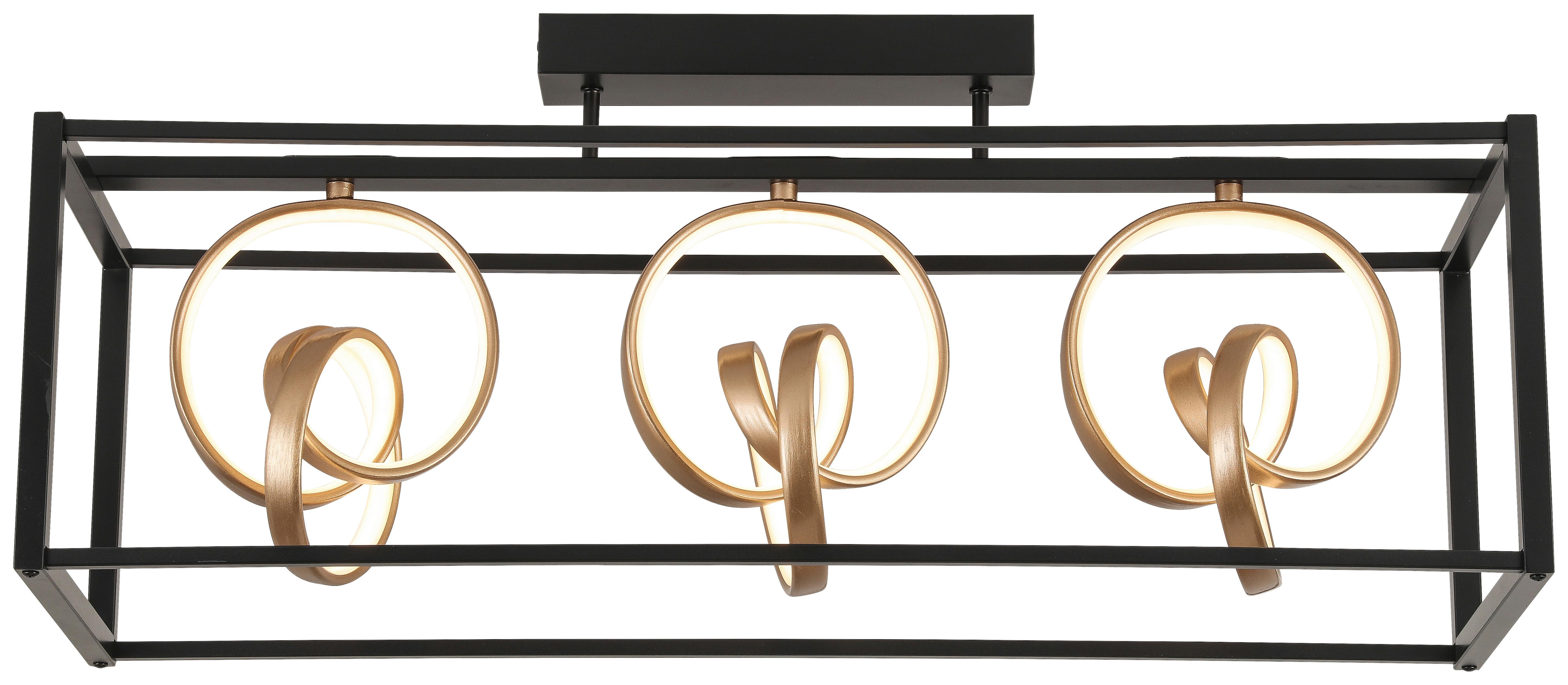 LED-Deckenleuchte Manuel L: 80 cm - Schwarz/Cappuccino, Design, Kunststoff/Metall (80/25/35cm) - Luca Bessoni