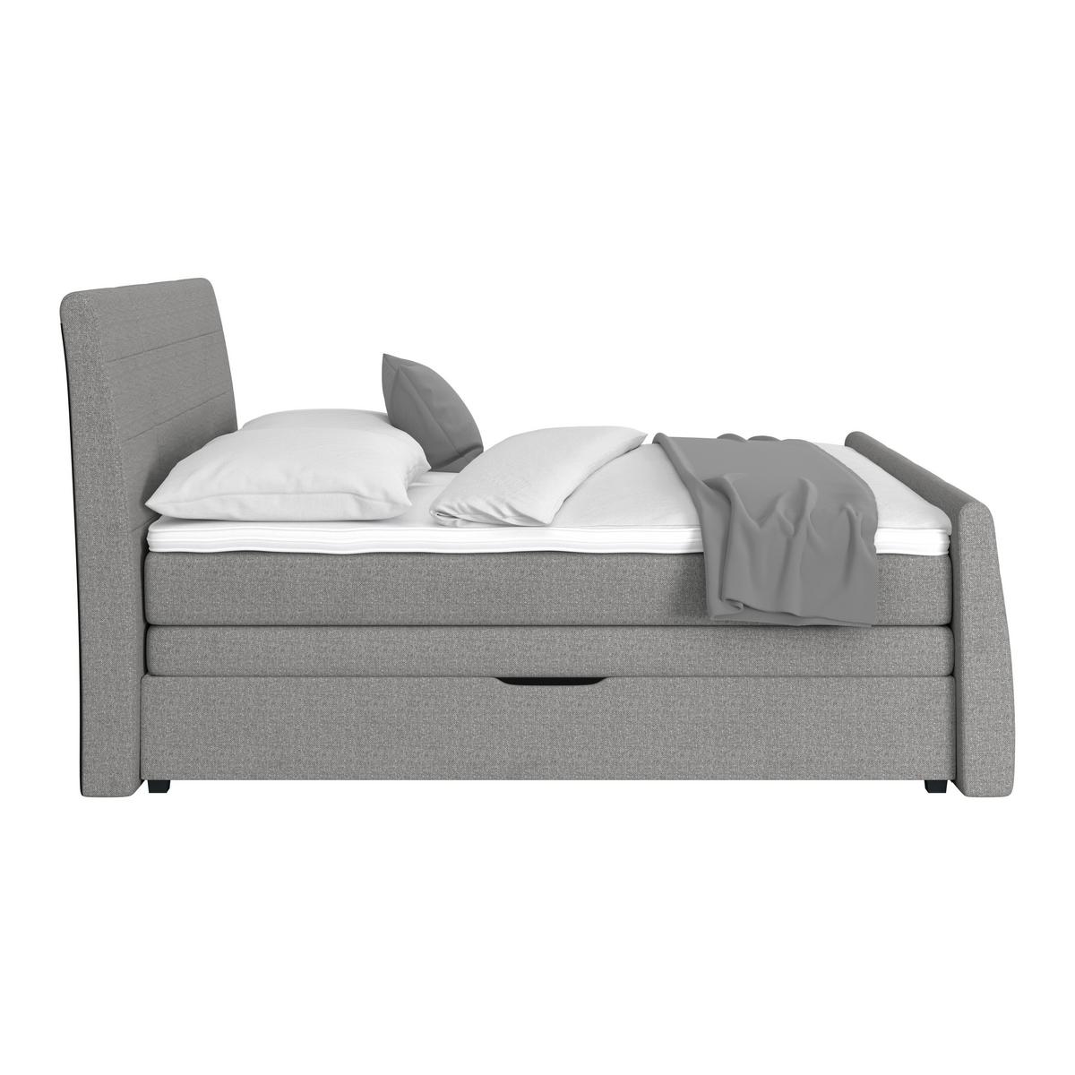 Boxspringbett Libra mit Topper 180x200 cm Grau - Graubraun/Schwarz, KONVENTIONELL, Textil (180/200cm)