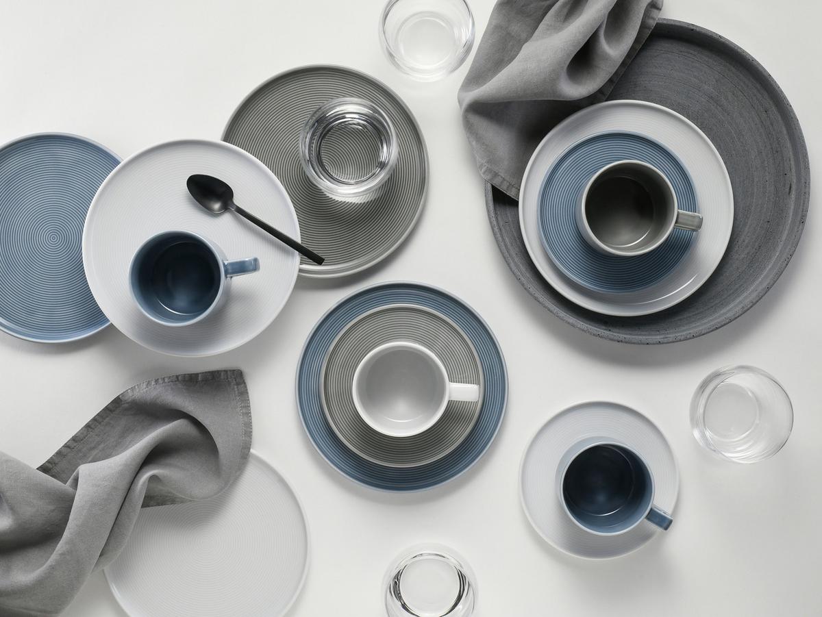 Kaffeeservice 18-Teilig. Porzellan, multicolor - Graublau/Weiß, Basics, Keramik - Creatable