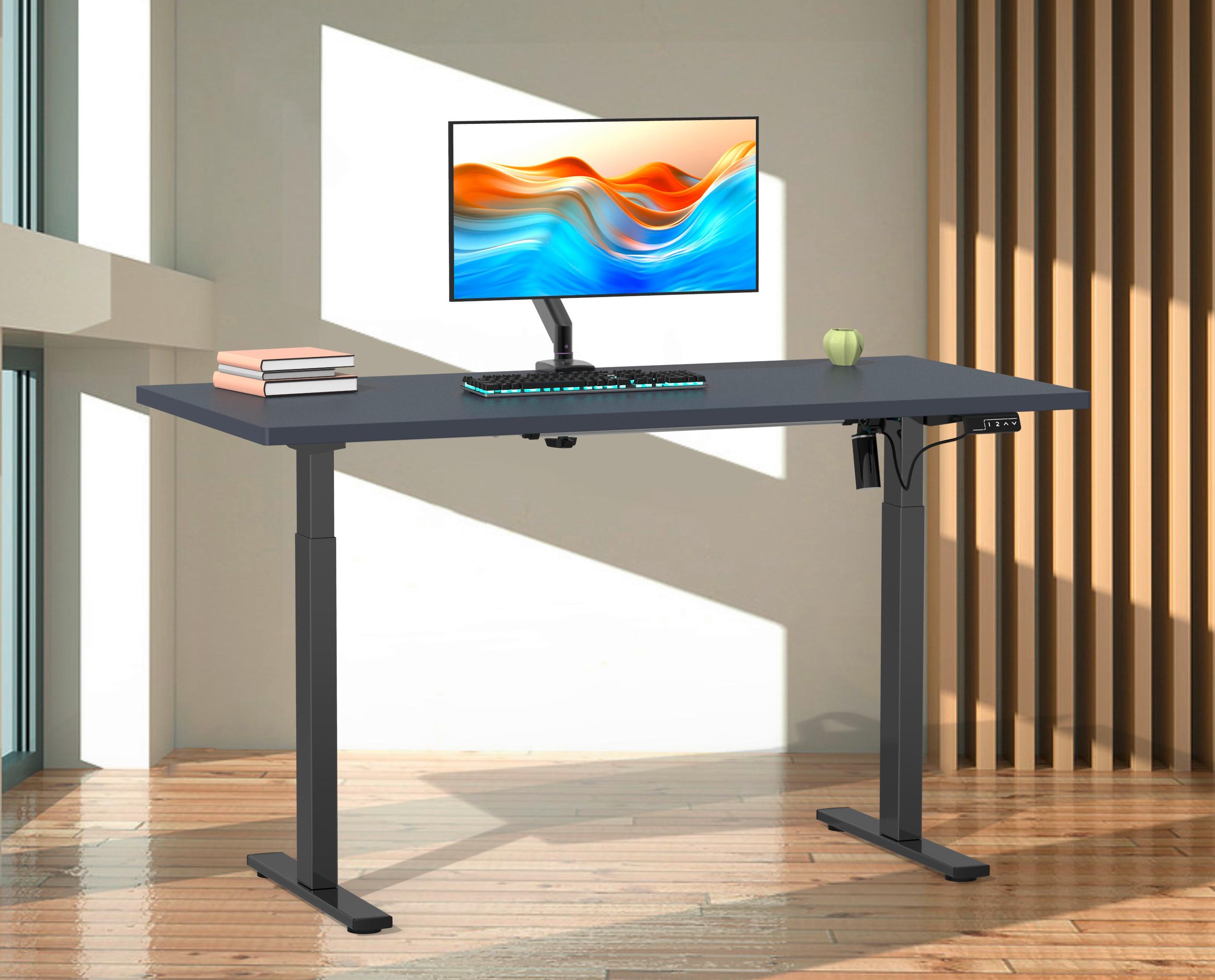 Schreibtisch E-Lona Anthr./schwarz B: 110cm - Anthrazit/Silberfarben, Design, Holzwerkstoff/Metall (110/71/80cm) - MID.YOU