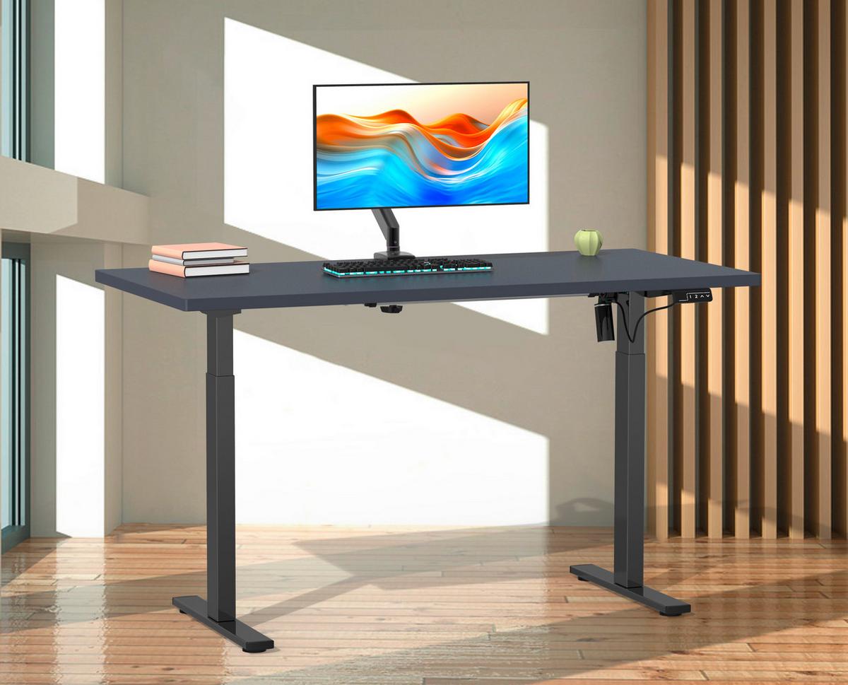 Schreibtisch E-Lona Anthr./Schwarz B: 110cm - Anthrazit/Silberfarben, Design, Holzwerkstoff/Metall (110/71/80cm) - MID.YOU
