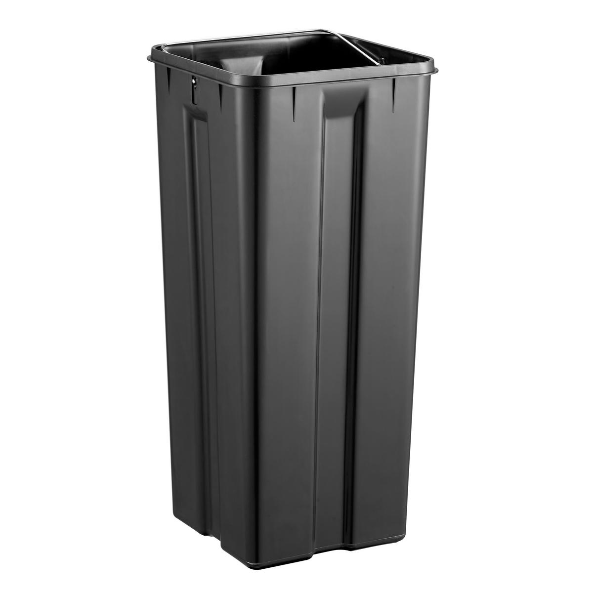 ABFALLEIMER Clean Silberfarben B: 58,5cm - Silberfarben/Schwarz, MODERN, Kunststoff/Metall (58,5/62/32cm) - MID.YOU