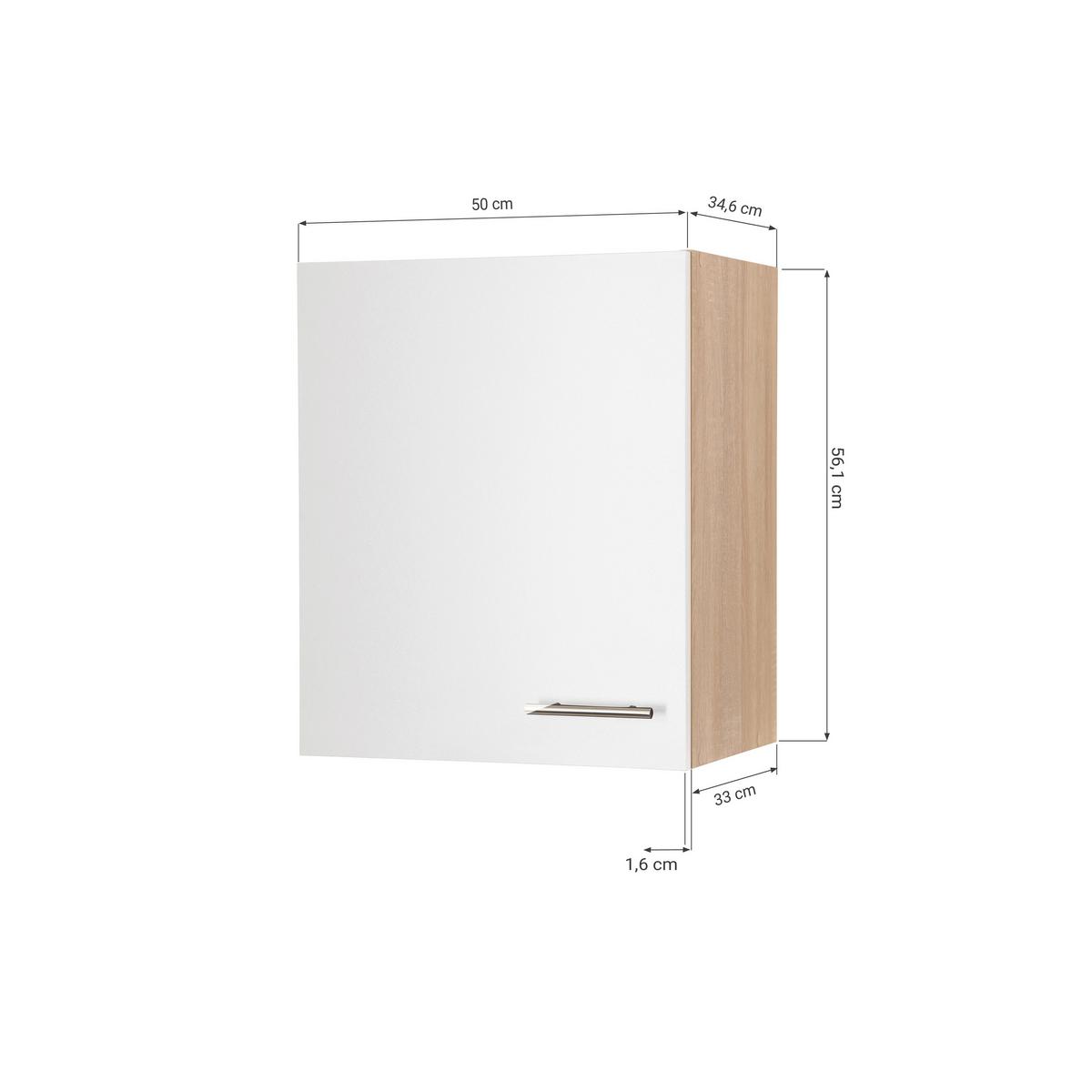 Küchenoberschrank Merle Weiß, Eiche Dekor B:50cm - Eichefarben/Weiß, Basics, Holzwerkstoff (50/56,1/34,6cm) - Respekta
