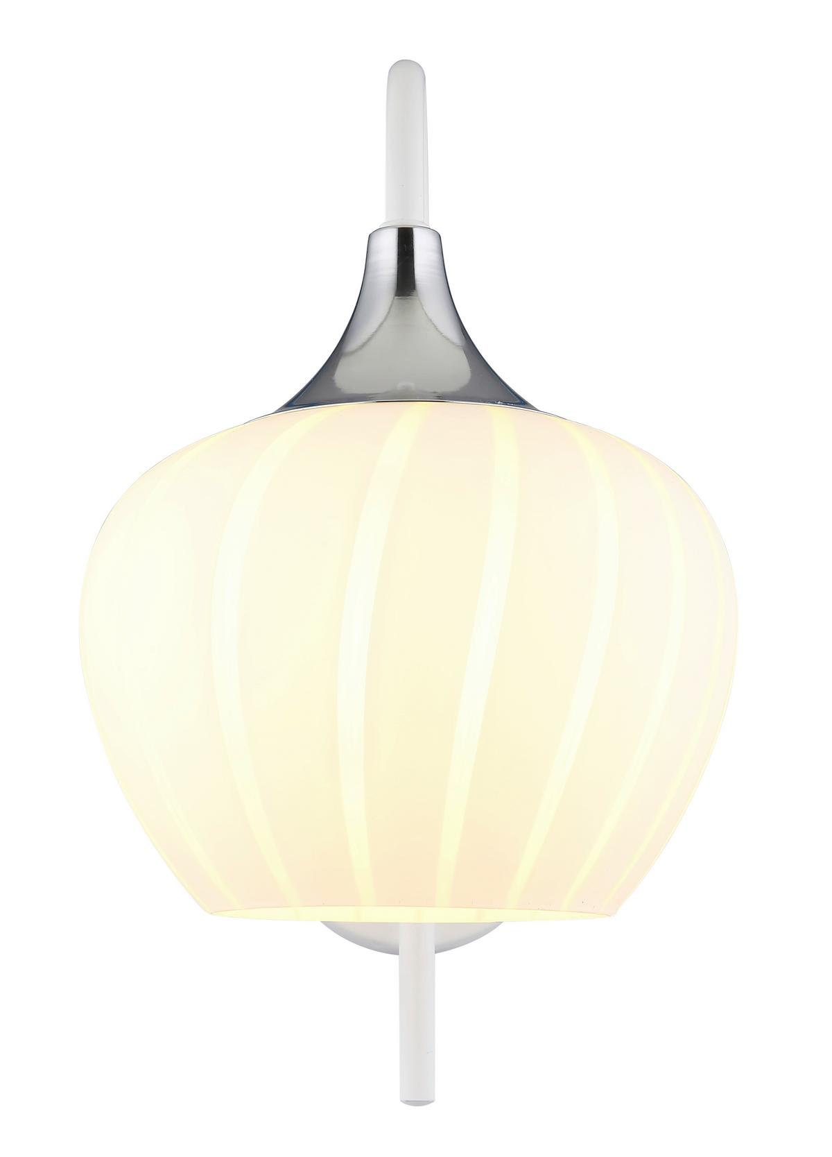 Wandleuchte 15548ww - Chromfarben/Weiß, KONVENTIONELL, Glas/Metall (18/25/32cm) - Globo