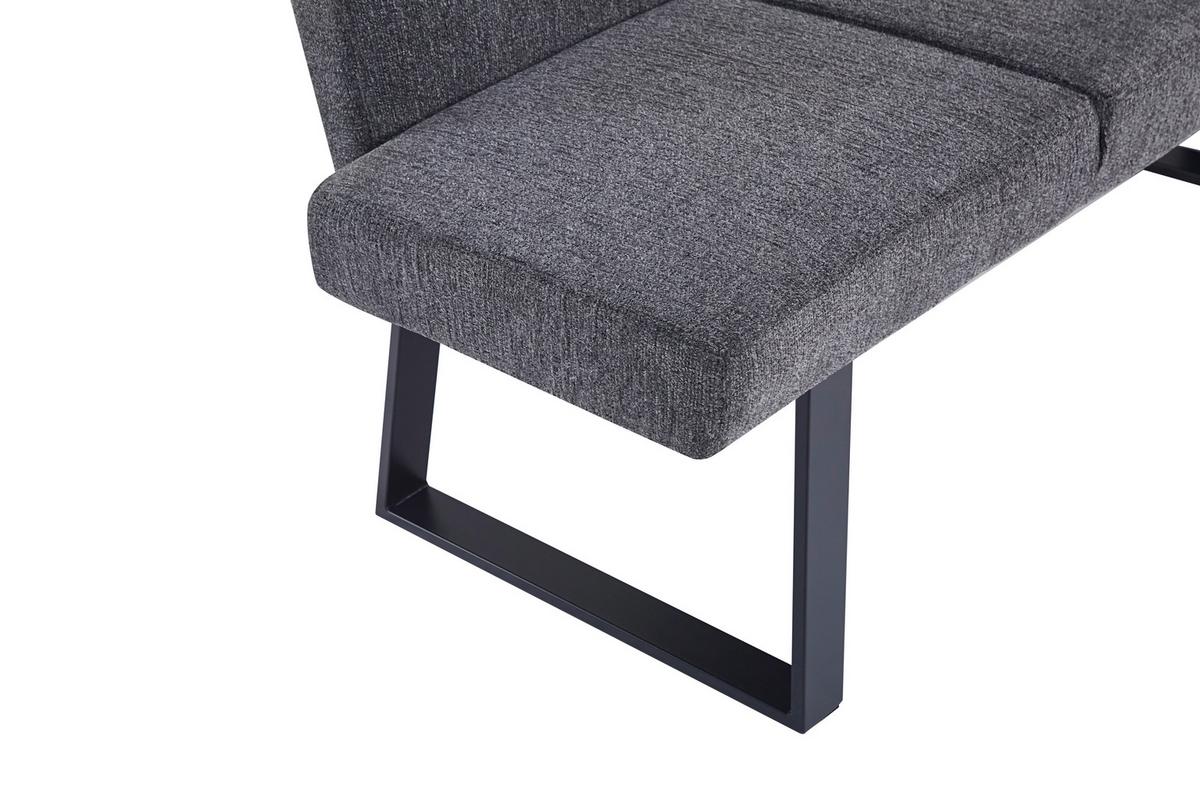 Eckbank Anthrazit/Metallbeine Terri 190x150cm - Anthrazit/Schwarz, MODERN, Textil/Metall (190/150cm) - MID.YOU