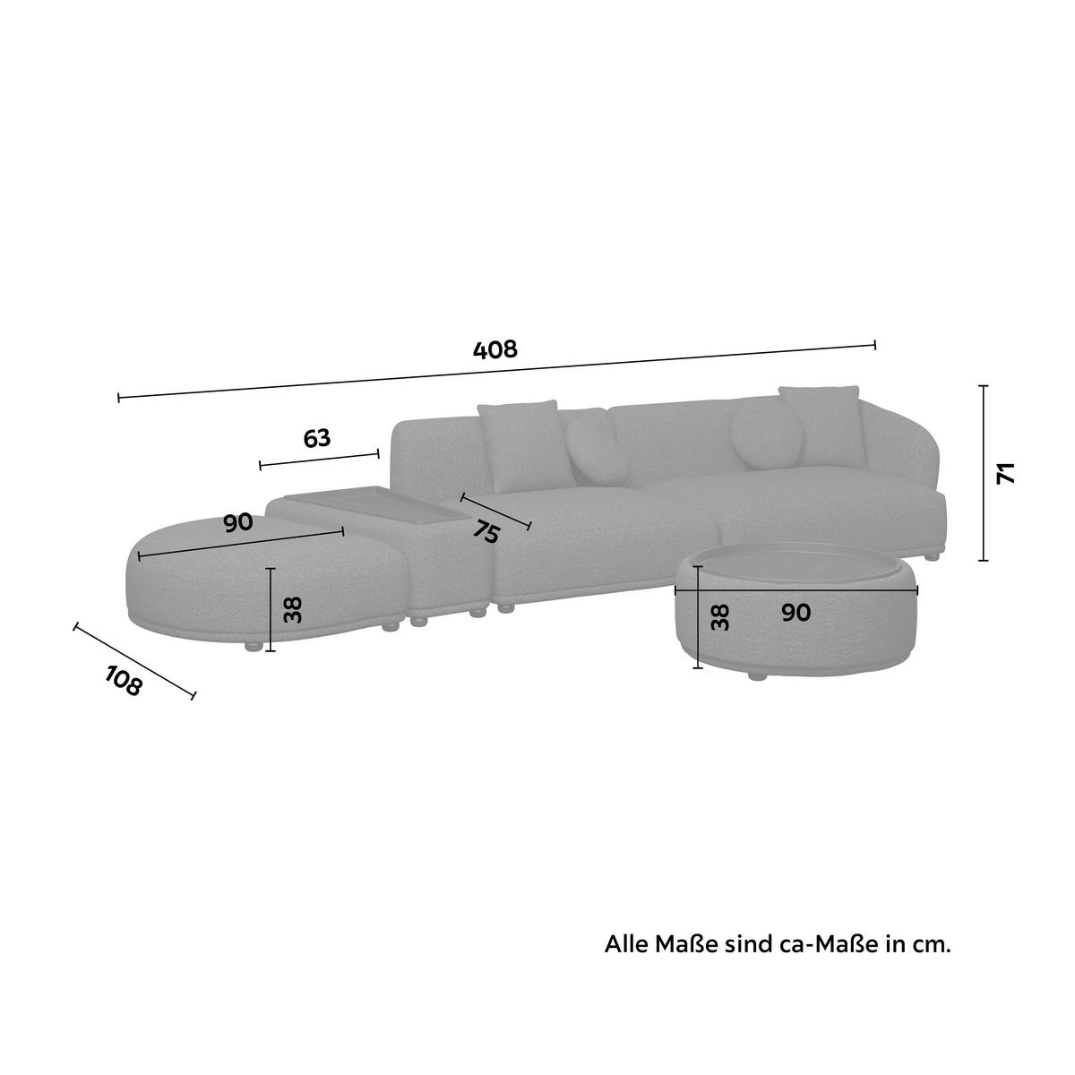 Rohová sedačka KIRA, čierna ženilka, so stolíkom - čierna, Modern, drevo/textil (408/108cm) - Bessagi Home