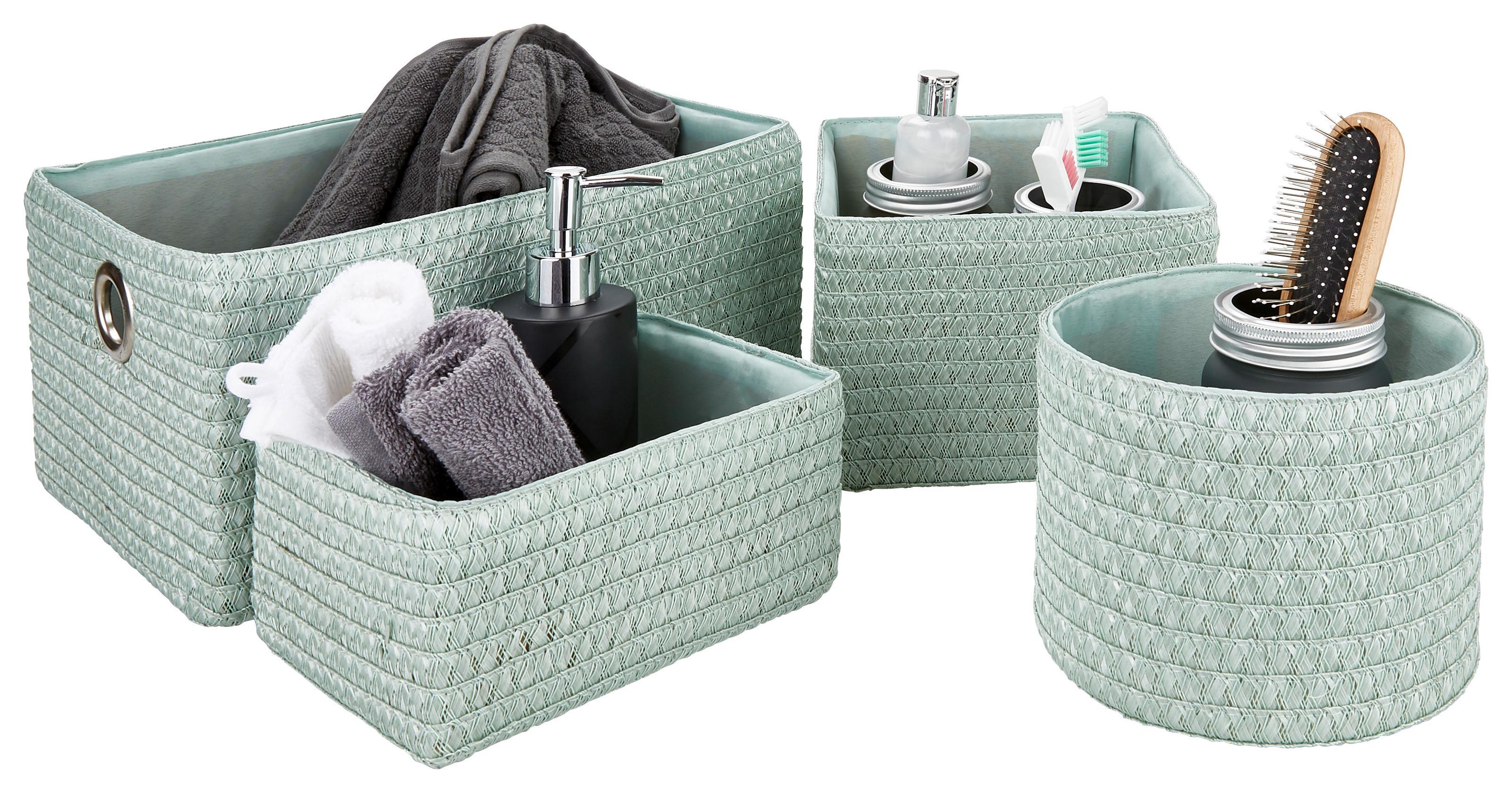 Aufbewahrungskorb Ingetraud 4tlg Kunststoff/leinen Mint