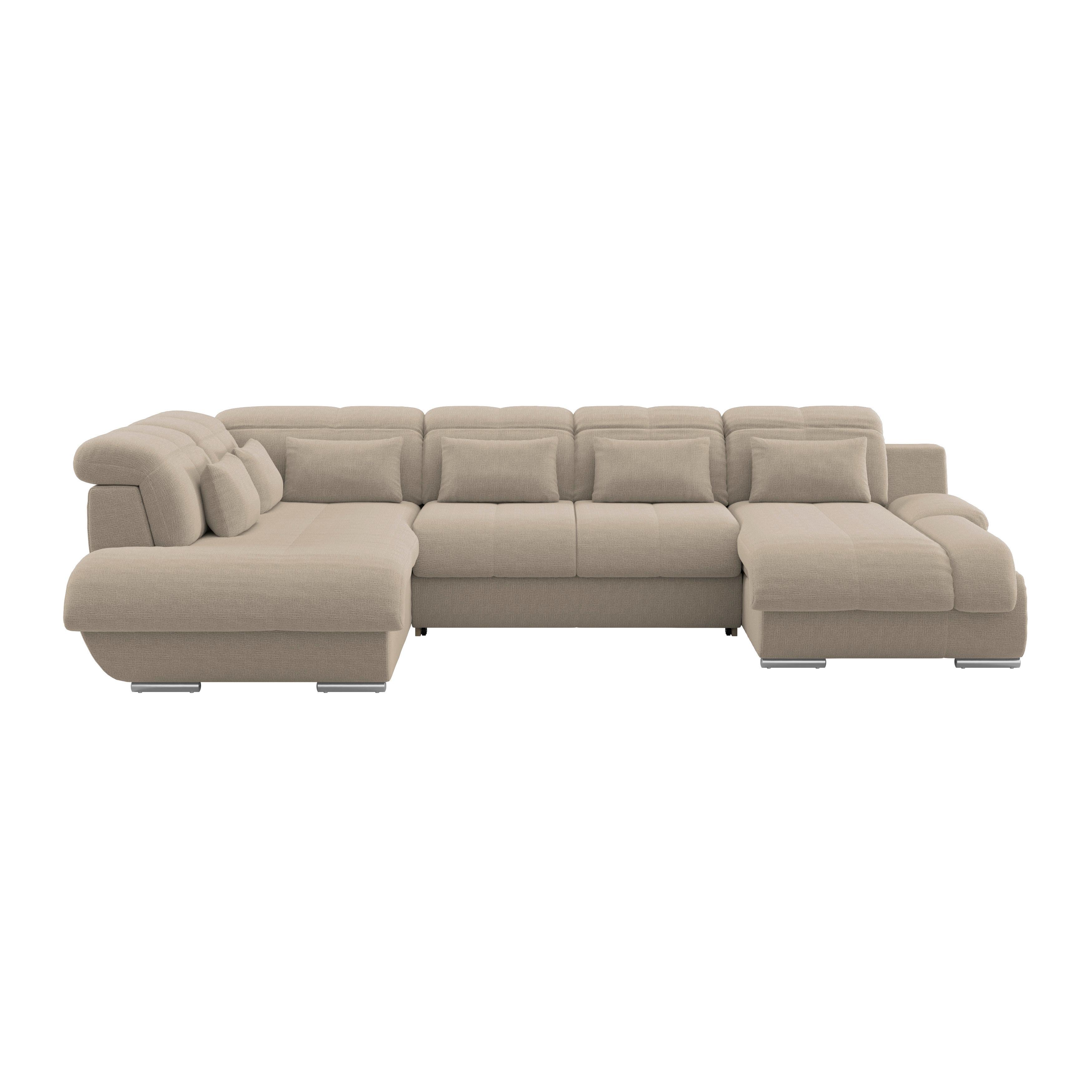 Wohnlandschaft Multi mit Schlaffunktion Braun - Chromfarben/Braun, MODERN, Textil (228/345/184cm) - Luca Bessoni