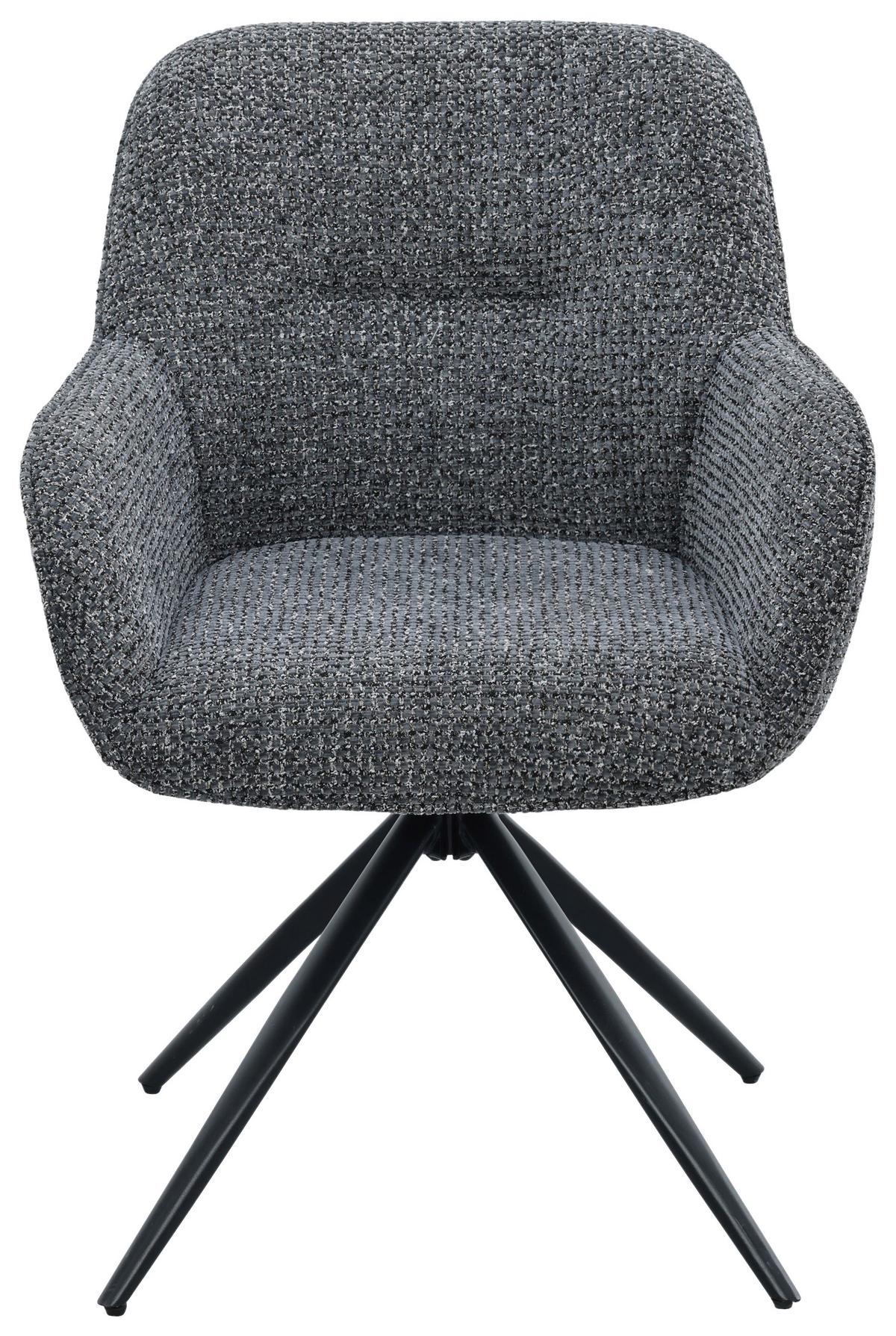 Armlehnstuhl Vittoria Grau/Schwarz B: 60 cm - Schwarz/Grau, MODERN, Textil/Metall (60/85/62cm) - Livetastic