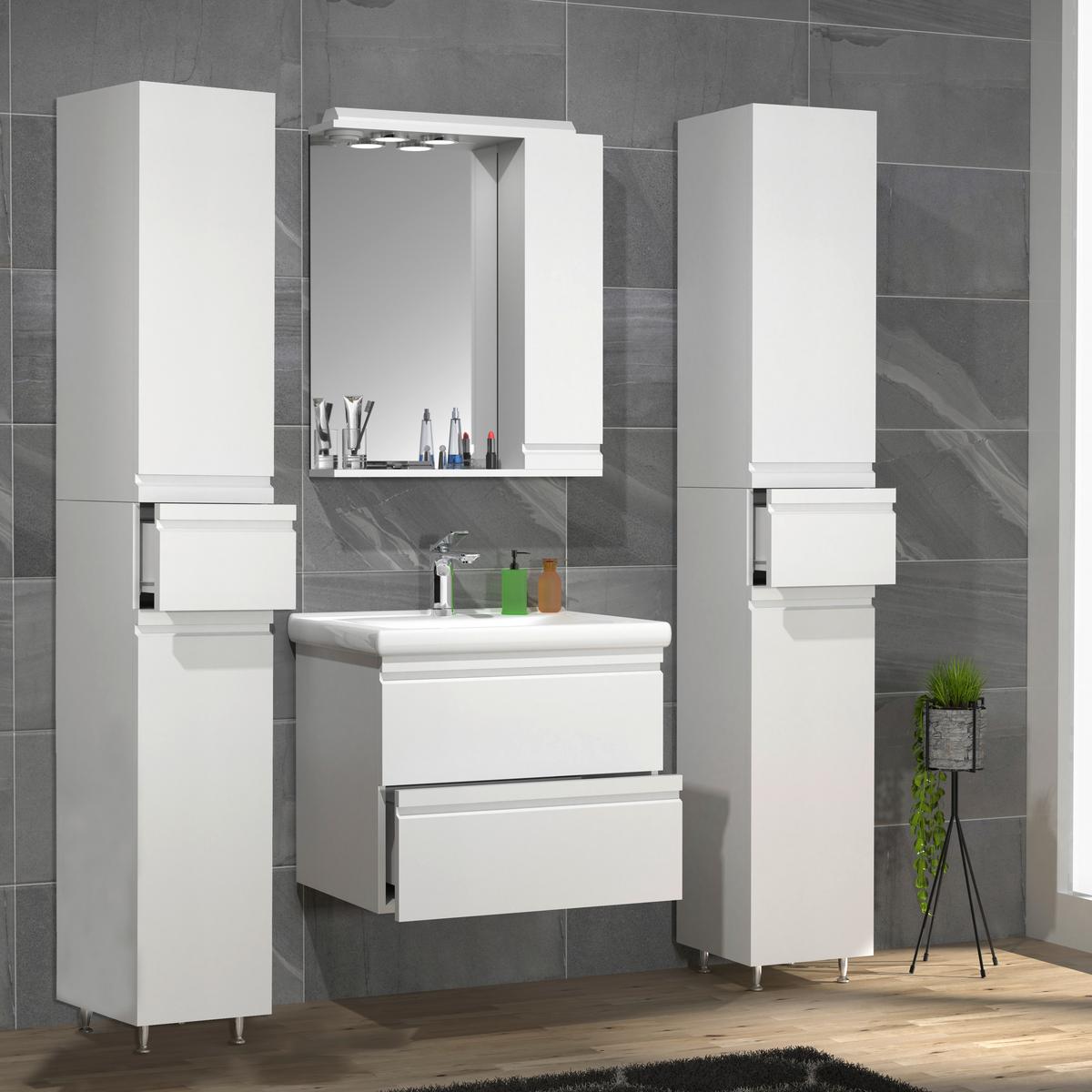 Badezimmer Silora L - Weiß, MODERN, Glas/Keramik (120cm) - MID.YOU