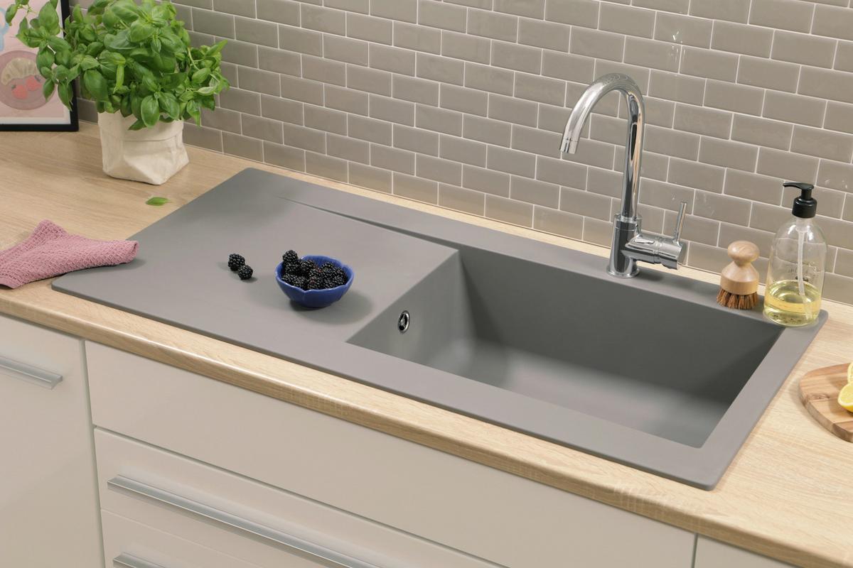 SPÜLE Betongrau B: 100cm - Grau, Trend, Glas/Kunststoff (100/19,8/50cm) - Respekta