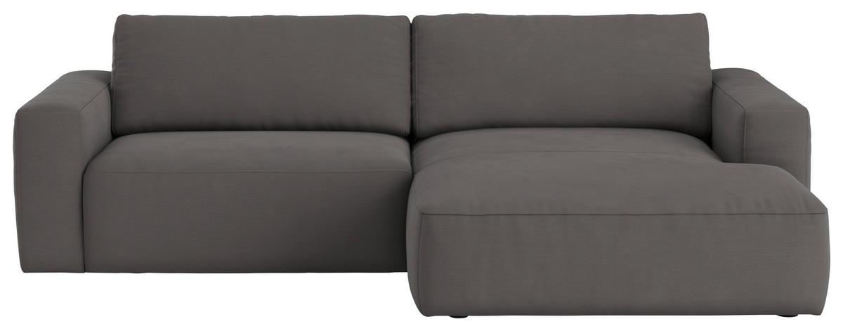 Ecksofa Lasso Grün S: 283x175 cm - Dunkelgrau/Schwarz, MODERN, Textil (283/175cm) - MID.YOU