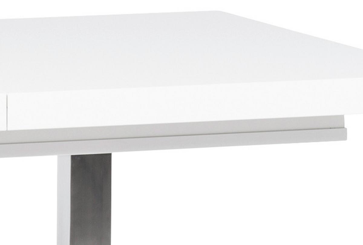 Esstisch Ausziehbar Quadrato Lxb: 120x80 Cm Weiß - Edelstahlfarben/Weiß, KONVENTIONELL, Holzwerkstoff/Metall (120/80/74cm) - MID.YOU