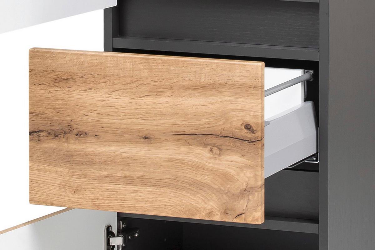 Hochschrank Kopenhagen B: 40 Cm Graphit-/eichefarben - Eichefarben/Silberfarben, KONVENTIONELL, Holzwerkstoff (40/180/35cm) - Held