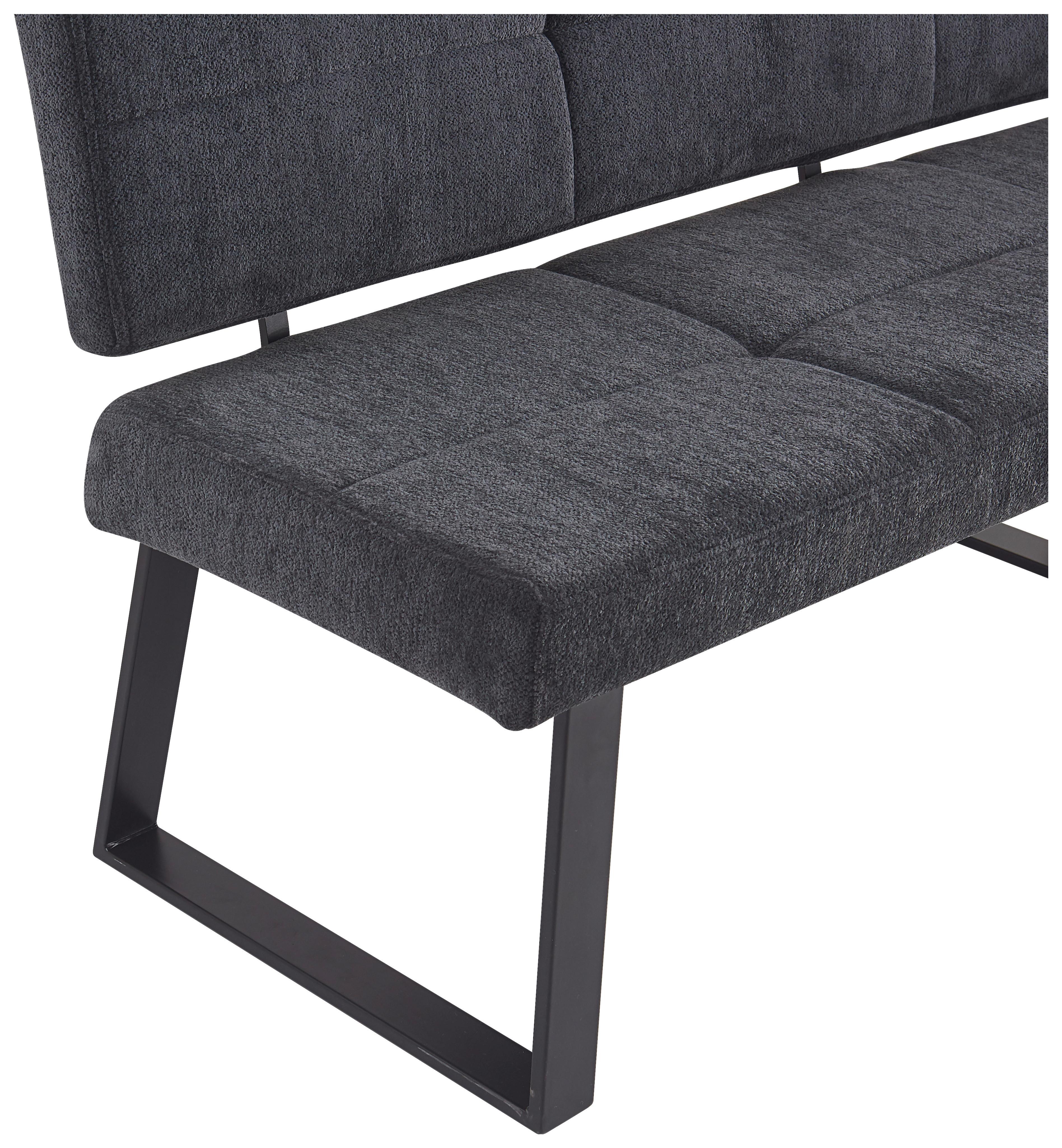 Eckbank Magnus Dunkelgrau, S: 193x141 cm - Dunkelgrau/Schwarz, LIFESTYLE, Textil/Metall (193/141cm) - MID.YOU