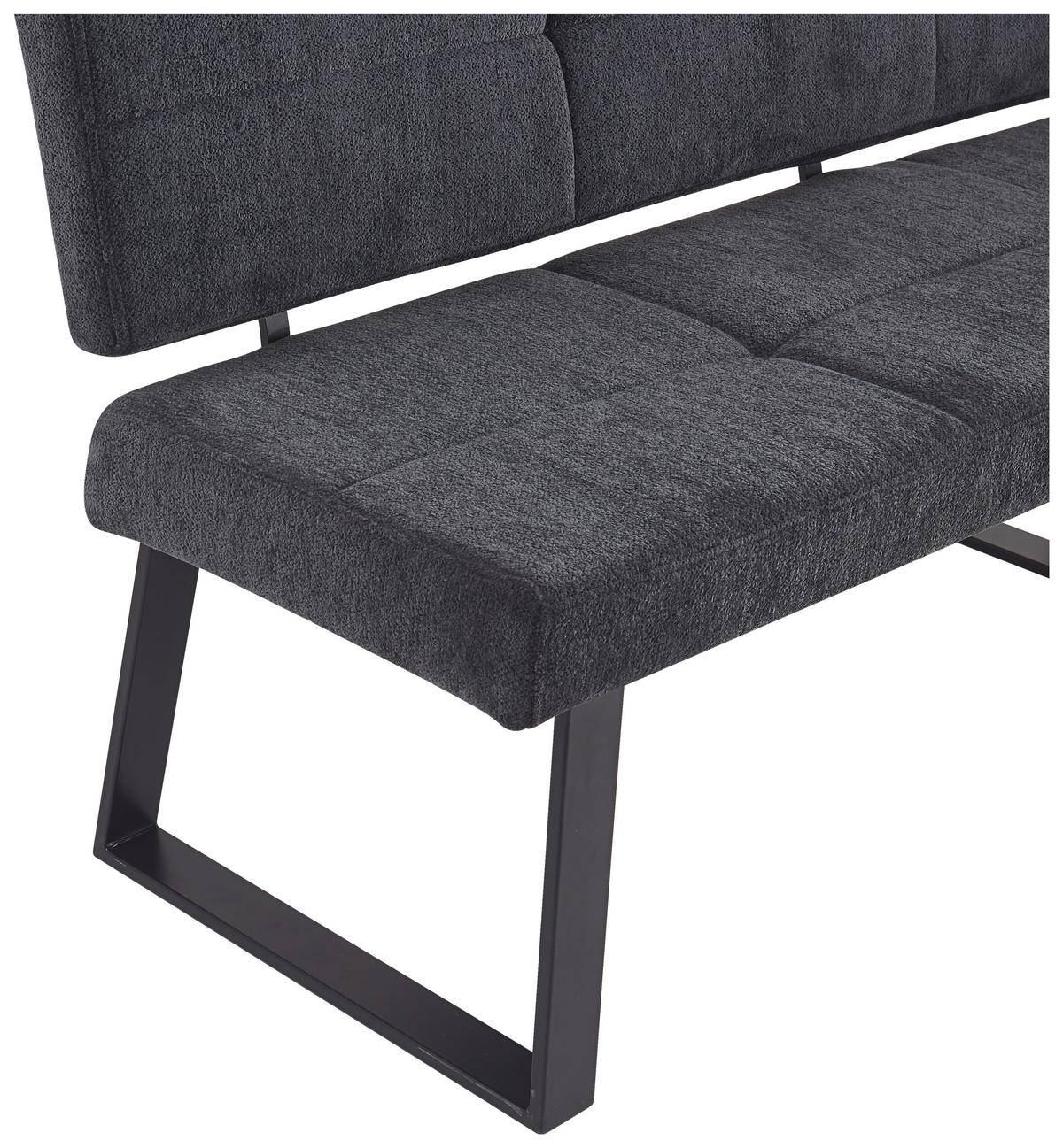 Eckbank Magnus Dunkelgrau, S: 193x141 cm - Dunkelgrau/Schwarz, LIFESTYLE, Textil/Metall (193/141cm) - MID.YOU