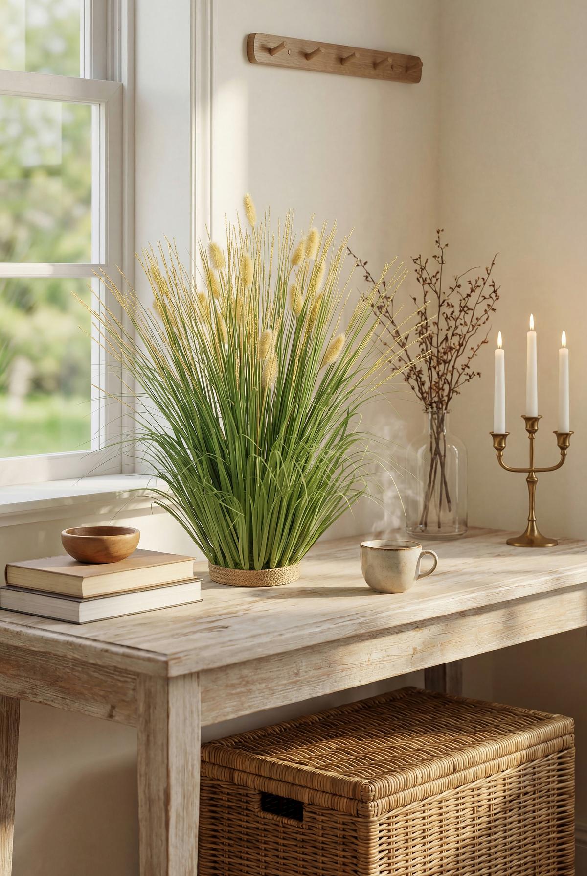 Kunstpflanze Mike - Creme/Grün, KONVENTIONELL, Papier/Kunststoff (30/52cm) - Luca Bessoni